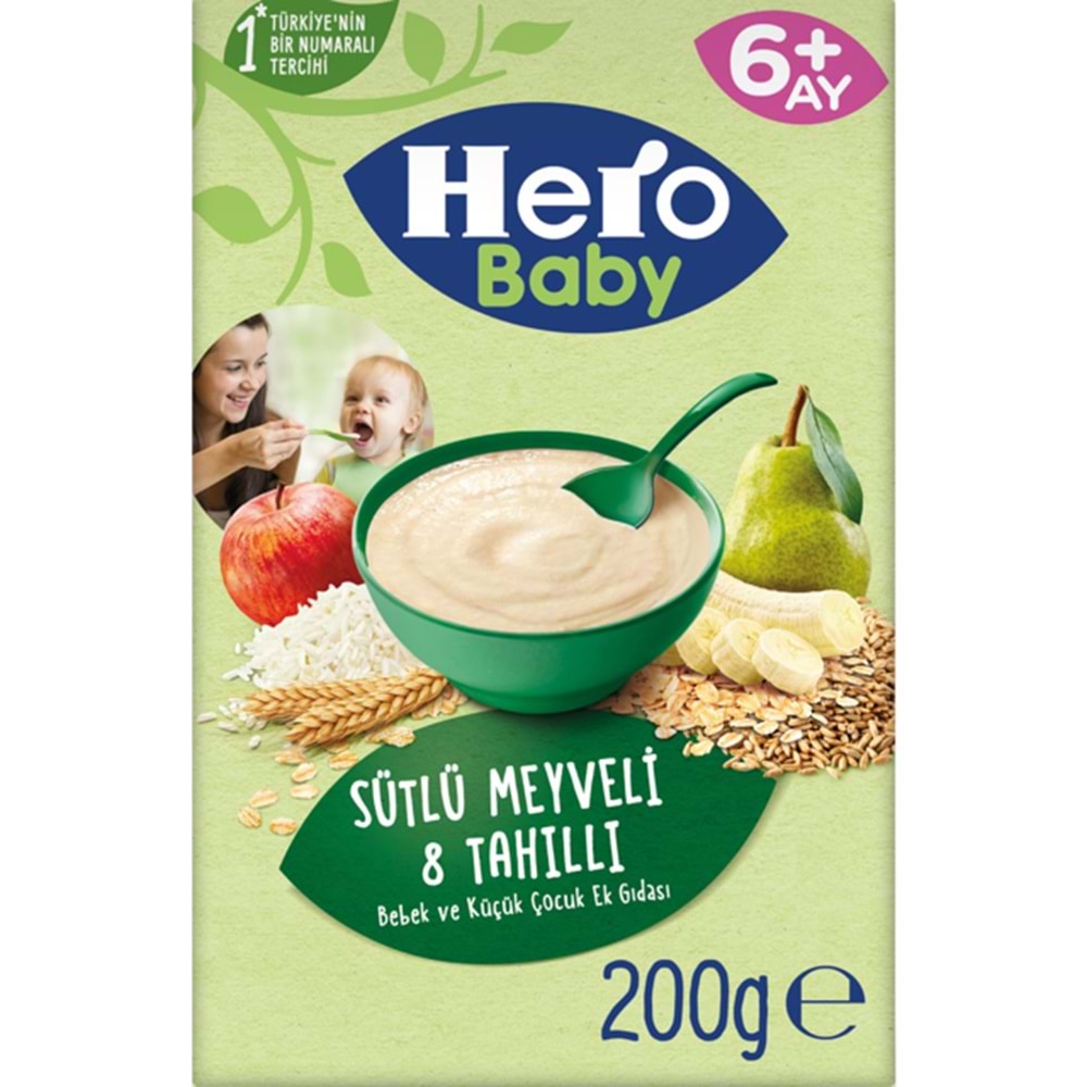 Hero Baby Sütlü Meyveli 8 Tahıllı Bebek Ve Küçük Çocuk Ek Gıdası 200 g