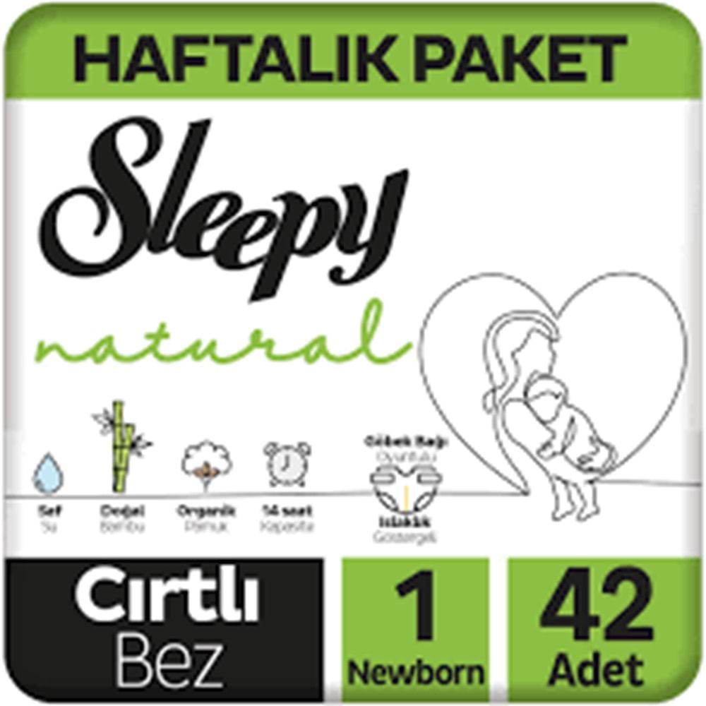 Sleepy Natural Cırtlı Bez 1 Numara 2-5 Kg 42 Adet