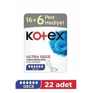 Kotex Ultra Gece 16+6 Hediyeli 22 Adet